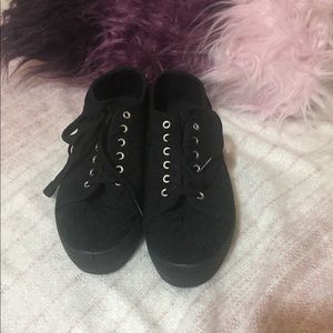 Black Lace Platform Sneakers